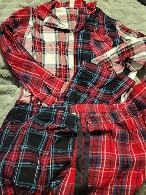 Victoria's Secret Red and Black Plaid Shirt